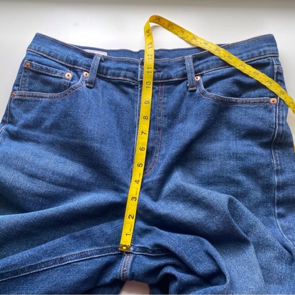 GAP 2024 High Rise Stride Wide-Leg Jeans Woman 31/12 Dark Wash Cropped RAW HEM - Picture 12 of 16